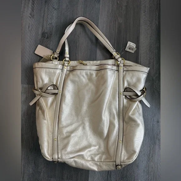 Coach Gold Audrey Leather Andie Cinch Cinched Tote